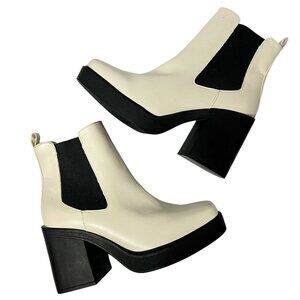 MIA Luda Boots Size 8 Chelsea Chunky Block Heel Elastic Gore Slip On Ankle Faux